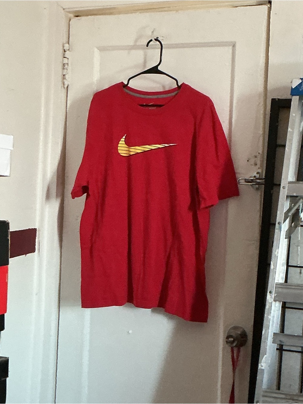 Nike Red Crewneck Tee with White Swoosh